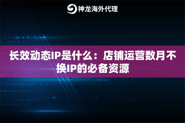 长效动态IP是什么：店铺运营数月不换IP的必备资源