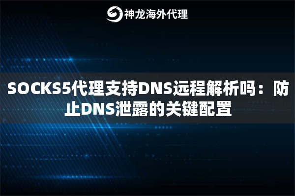 SOCKS5代理支持DNS远程解析吗：防止DNS泄露的关键配置