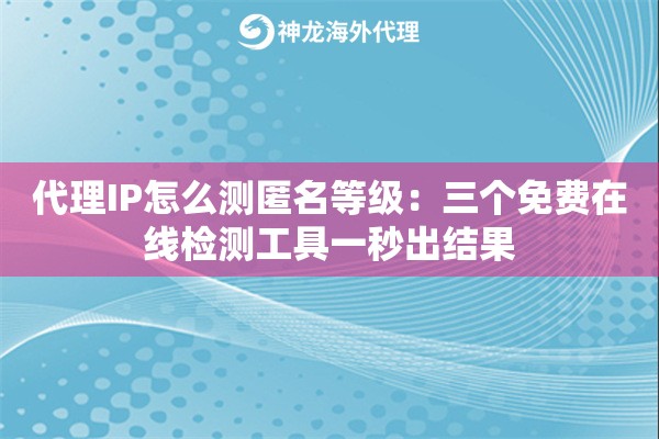 代理IP怎么测匿名等级：三个免费在线检测工具一秒出结果