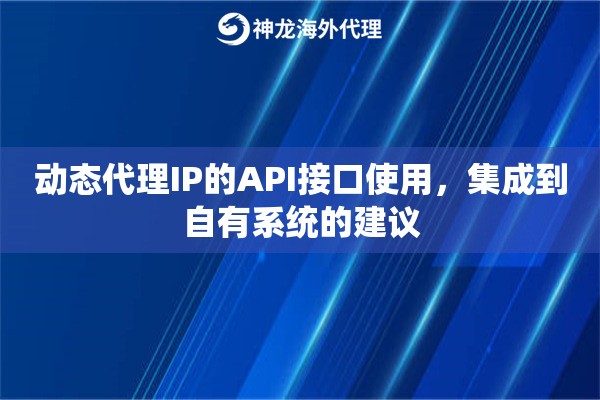 动态代理IP的API接口使用，集成到自有系统的建议