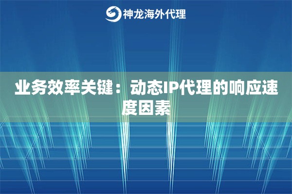 业务效率关键：动态IP代理的响应速度因素