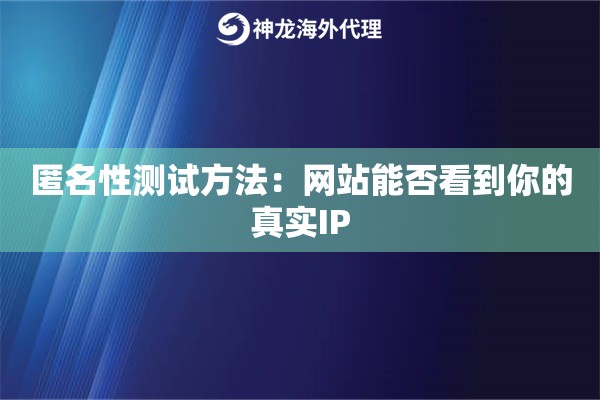 匿名性测试方法：网站能否看到你的真实IP