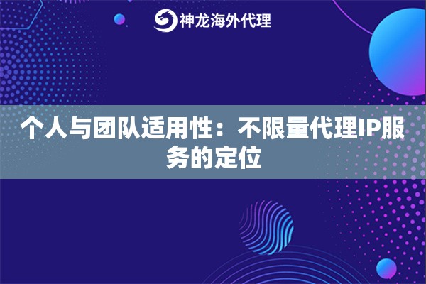 个人与团队适用性：不限量代理IP服务的定位