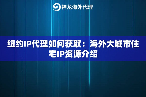 纽约IP代理如何获取：海外大城市住宅IP资源介绍
