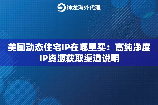 美国动态住宅IP在哪里买：高纯净度IP资源获取渠道说明
