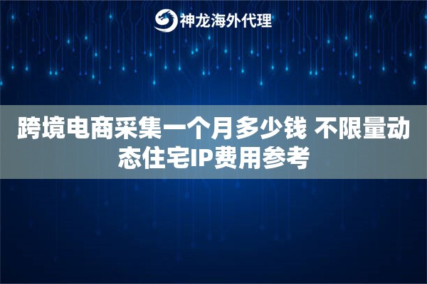 跨境电商采集一个月多少钱 不限量动态住宅IP费用参考