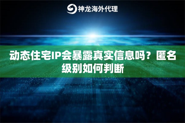 动态住宅IP会暴露真实信息吗？匿名级别如何判断
