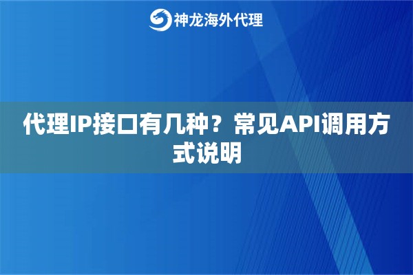 代理IP接口有几种？常见API调用方式说明