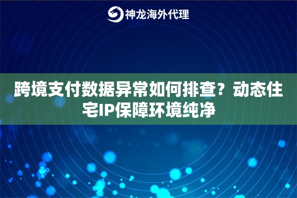 跨境支付数据异常如何排查？动态住宅IP保障环境纯净