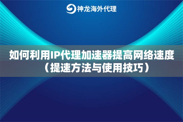 如何利用IP代理加速器提高网络速度（提速方法与使用技巧）