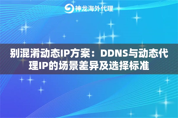 别混淆动态IP方案：DDNS与动态代理IP的场景差异及选择标准