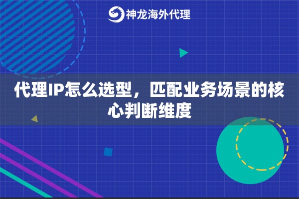 代理IP怎么选型，匹配业务场景的核心判断维度