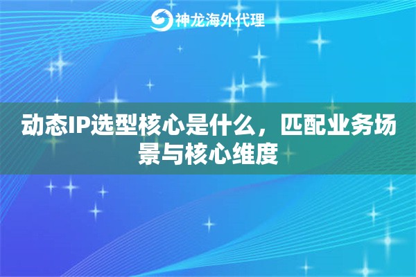 动态IP选型核心是什么，匹配业务场景与核心维度