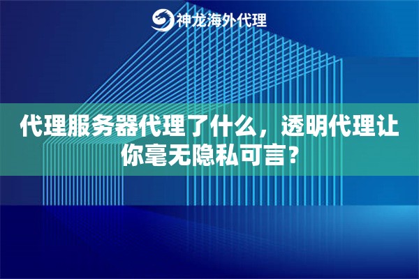 代理服务器代理了什么，透明代理让你毫无隐私可言？