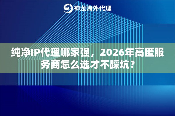 纯净IP代理哪家强，2026年高匿服务商怎么选才不踩坑？