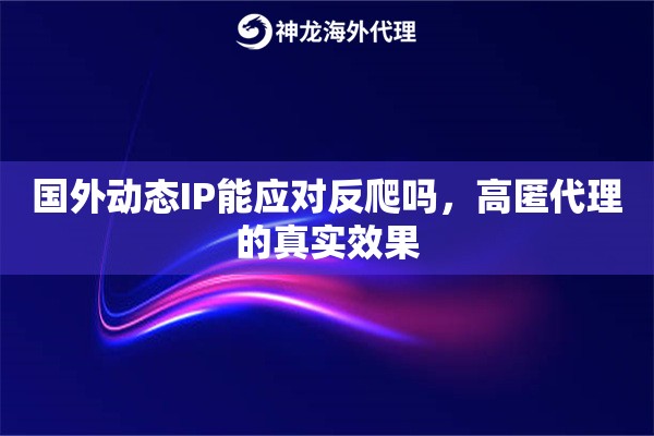 国外动态IP能应对反爬吗，高匿代理的真实效果