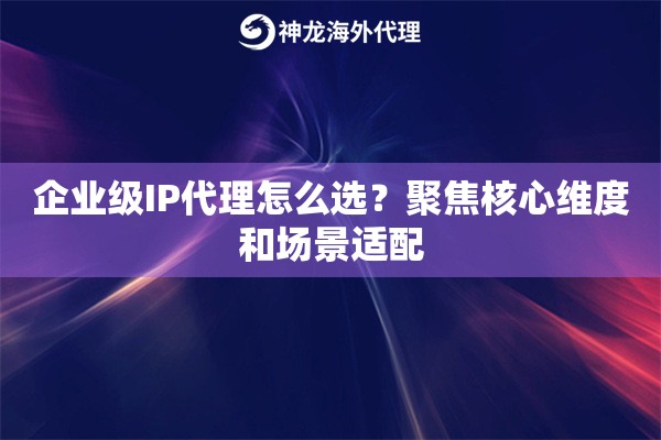 企业级IP代理怎么选？聚焦核心维度和场景适配