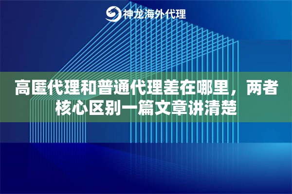 高匿代理和普通代理差在哪里，两者核心区别一篇文章讲清楚
