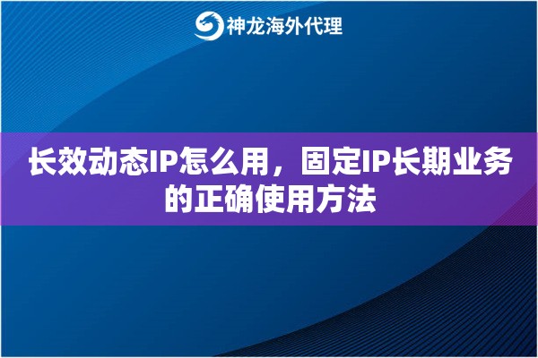 长效动态IP怎么用，固定IP长期业务的正确使用方法