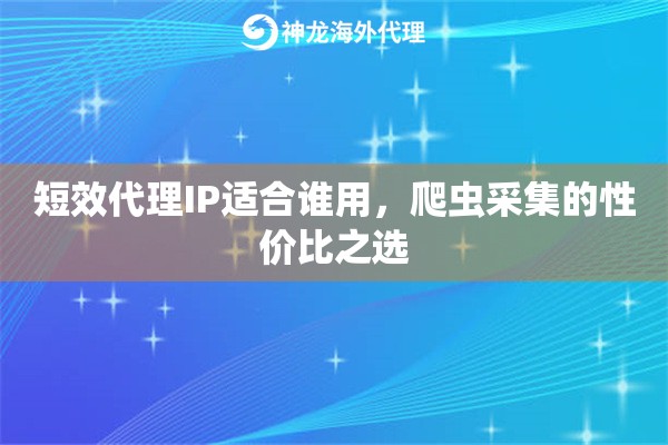 短效代理IP适合谁用，爬虫采集的性价比之选