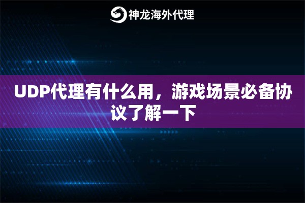 UDP代理有什么用，游戏场景必备协议了解一下