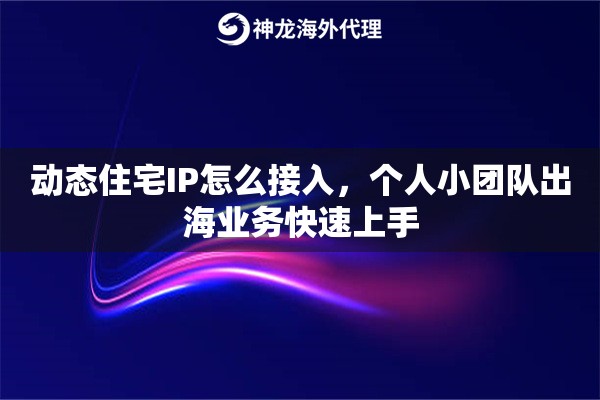 动态住宅IP怎么接入，个人小团队出海业务快速上手