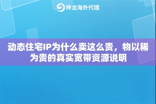 动态住宅IP为什么卖这么贵，物以稀为贵的真实宽带资源说明