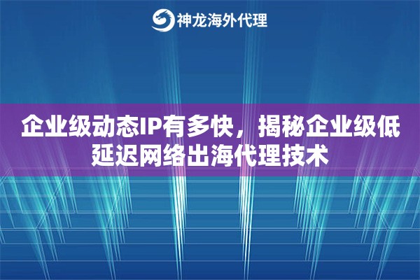 企业级动态IP有多快，揭秘企业级低延迟网络出海代理技术