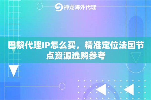 巴黎代理IP怎么买，精准定位法国节点资源选购参考