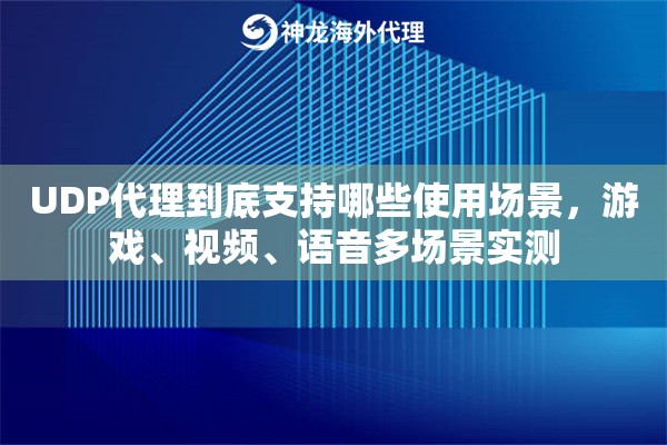 UDP代理到底支持哪些使用场景，游戏、视频、语音多场景实测