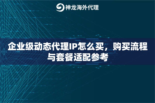 企业级动态代理IP怎么买，购买流程与套餐适配参考