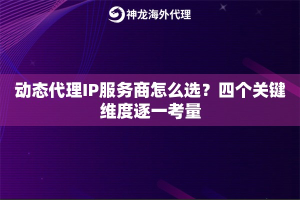 动态代理IP服务商怎么选？四个关键维度逐一考量