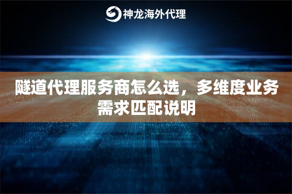 隧道代理服务商怎么选，多维度业务需求匹配说明