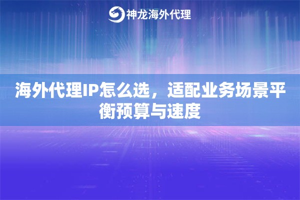 海外代理IP怎么选，适配业务场景平衡预算与速度