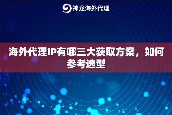 海外代理IP有哪三大获取方案，如何参考选型