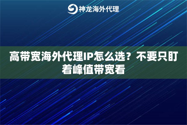 高带宽海外代理IP怎么选？不要只盯着峰值带宽看