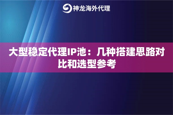 大型稳定代理IP池：几种搭建思路对比和选型参考