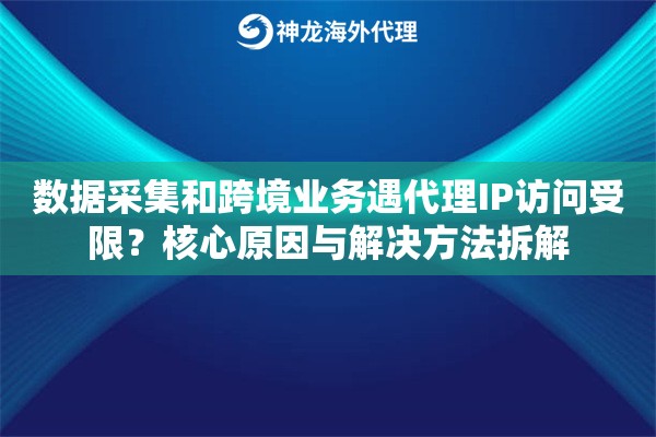 数据采集和跨境业务遇代理IP访问受限？核心原因与解决方法拆解