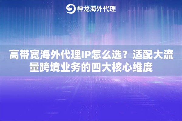 高带宽海外代理IP怎么选？适配大流量跨境业务的四大核心维度