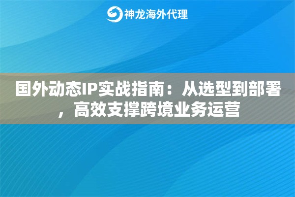 国外动态IP实战指南：从选型到部署，高效支撑跨境业务运营