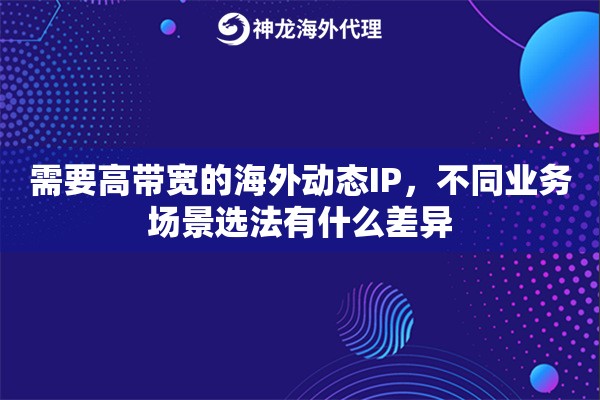 需要高带宽的海外动态IP，不同业务场景选法有什么差异