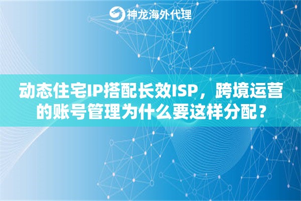 动态住宅IP搭配长效ISP，跨境运营的账号管理为什么要这样分配？