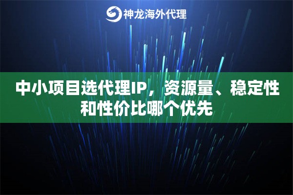 中小项目选代理IP，资源量、稳定性和性价比哪个优先