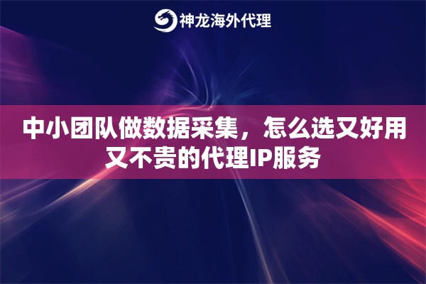 中小团队做数据采集，怎么选又好用又不贵的代理IP服务