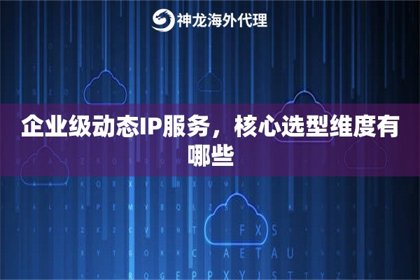 企业级动态IP服务,核心选型维度有哪些 企业级动态IP服务,核心选型维度有哪些