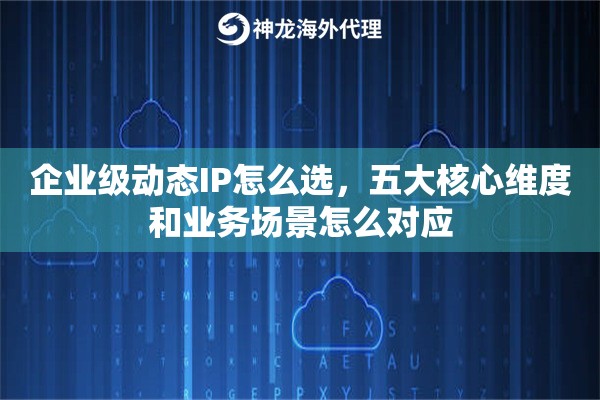 企业级动态IP怎么选，五大核心维度和业务场景怎么对应