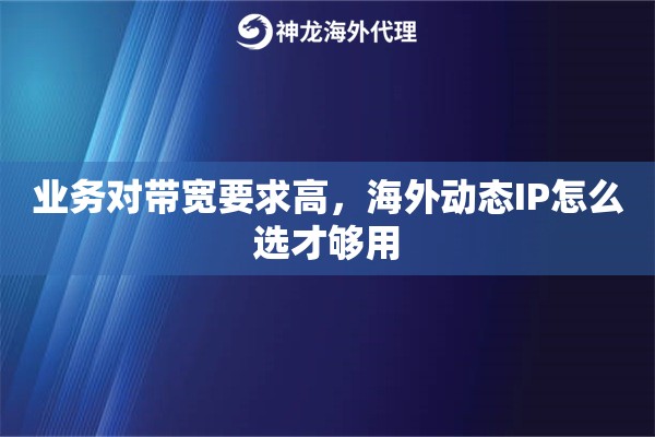 业务对带宽要求高,海外动态IP怎么选才够用 业务对带宽要求高,海外动态IP怎么选才够用