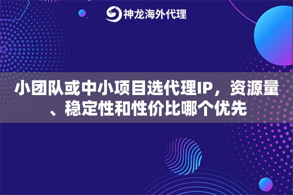 小团队或中小项目选代理IP，资源量、稳定性和性价比哪个优先