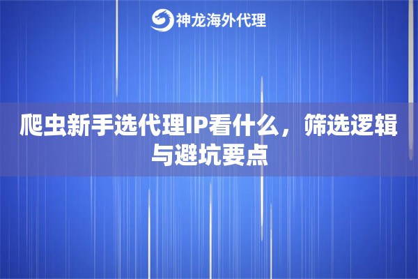 爬虫新手选代理IP看什么，筛选逻辑与避坑要点