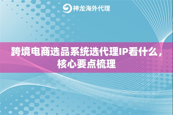 跨境电商选品系统选代理IP看什么，核心要点梳理
